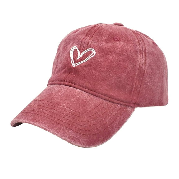 GPOECD Embroidered Washed Baseball Cap for Women Sun Style Adjustable Dad Hat Casual Outdoor Sports Red,One Size