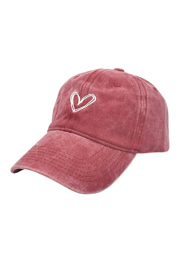Embroidered Washed Baseball Cap for Women Sun Style Adjustable Dad Hat Casual Outdoor Sports Red,One Size