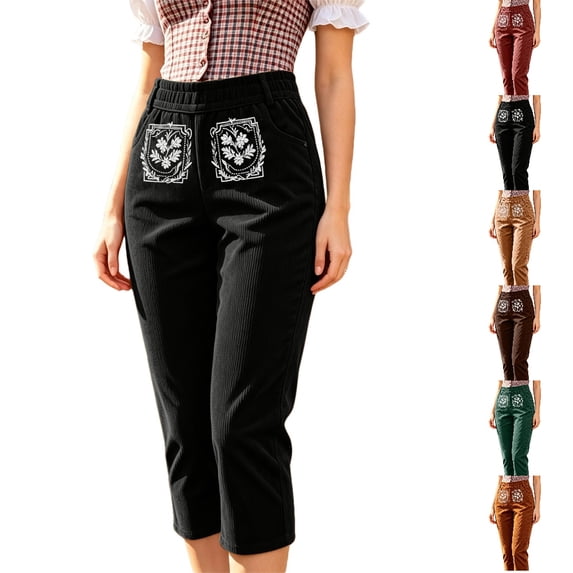 Flow GPOECD Flow Capri Pants for Women Embroidery Print with Stretchable ...