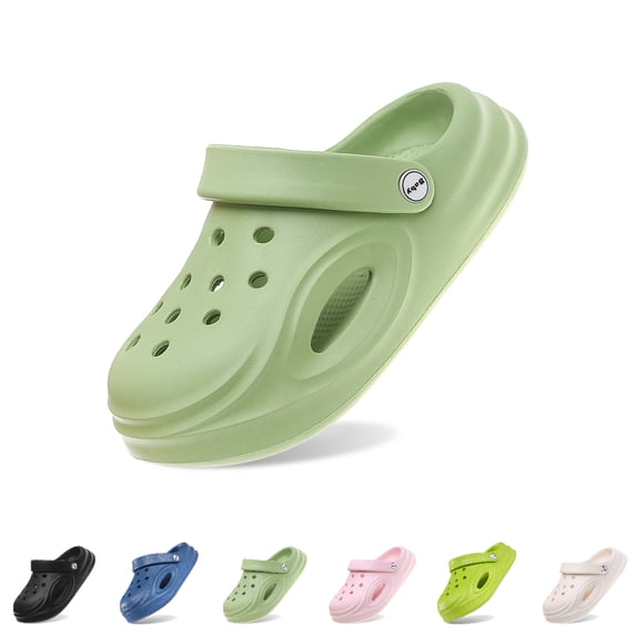 GPOECD Girls Clogs Boys Sandals for Kids Lightweight Breathable Comfortable Outdoor Summer Beach Play Shoes Casual Footwear Kids Slippers 3-16Y Green1,11-12 Years