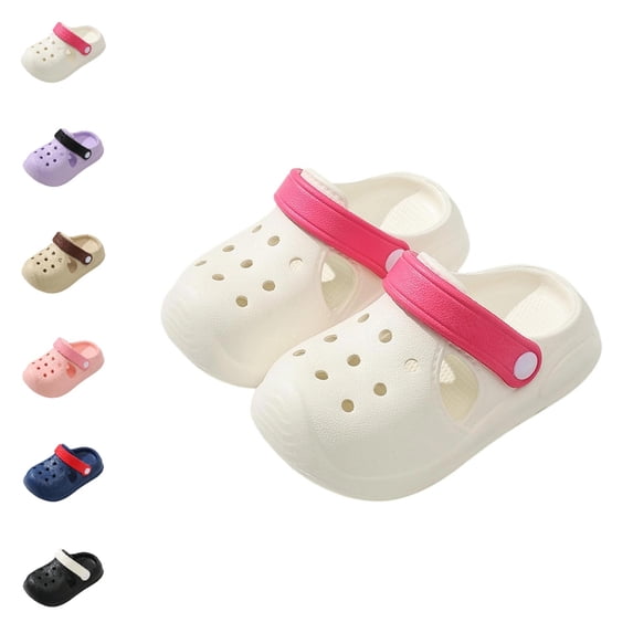 GPOECD Girls Clogs Slip On for Indoor Outdoor Wear Lightweight Soft Sole Kids Footwear Breathable Comfortable Kids Slippers Girls,White,6-12 Months