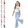 thumbnail image 1 of GPOECD Girls Outfits Casual Outfit with Bow Print and Flared Pants Two Piece Coordinated Girls' Clothing Sets,Light Blue,7-8 Years, 1 of 5