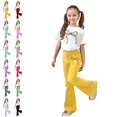 thumbnail image 1 of GPOECD Girls Outfits Casual Outfit with Bow Print and Flared Pants Two Piece Coordinated Girls' Clothing Sets,Yellow,11-12 Years, 1 of 5
