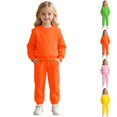 thumbnail image 1 of GPOECD Girls Outfits Cozy Winter Sweatshirt and Sweatpants Soft Lined Long Sleeve Set for Little Girls Girls Athletic Sets,Orange,3-4 Years, 1 of 9