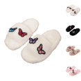thumbnail image 1 of GPOECD Girls Slippers Kids Open Toe Cute Floral Decorated Warm Soft Non Indoor for Toddlers Multiple Colors Fuzzy Slippers Cozy Home Wear, 1 of 6