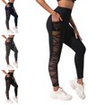 thumbnail image 1 of GPOECD High Waisted Leggings for Women Fitness Abdominal Control Nine Quarter Stretchy Workout Tights Womens Yoga Pants,Black,XXL, 1 of 9