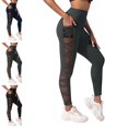 thumbnail image 1 of GPOECD High Waisted Leggings for Women Fitness Abdominal Control Nine Quarter Stretchy Workout Tights Womens Yoga Pants,Grey,XXL, 1 of 5