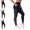 thumbnail image 1 of GPOECD High Waisted Leggings for Women Fitness Abdominal Control Nine Quarter Stretchy Workout Tights Womens Yoga Pants,Navy,XXL, 1 of 5