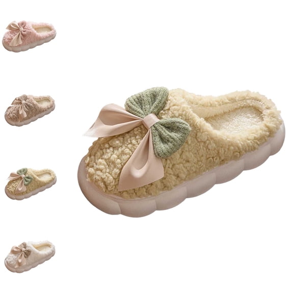 GPOECD House Slippers For Women Thick Sole Closed Heel Fleece Lined Warm Cozy Couple Outdoor Indoor Shoes Outdoor Slippers Winter,02_Grey,8.5