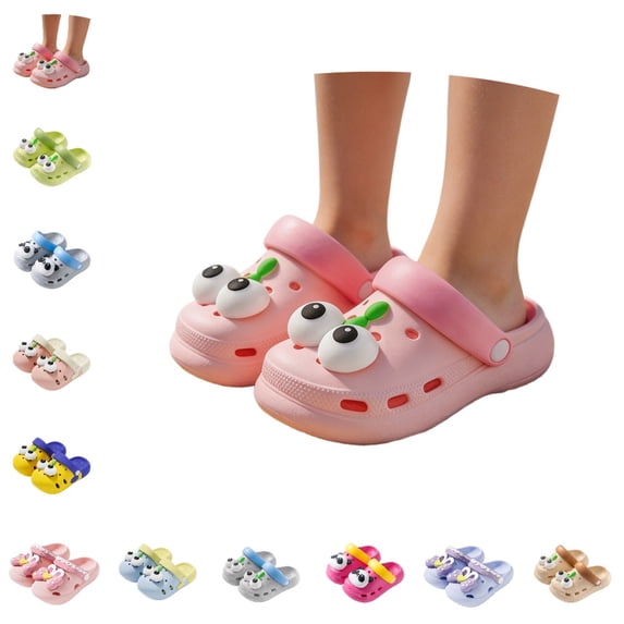 GPOECD Kids Clogs Cartoon Indoor Outdoor Beach Slides for Toddlers Summer Breathable Footwear Kids Slippers,01_Pink,2.5-3 Years