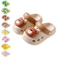 thumbnail image 1 of GPOECD Kids Clogs Cartoon Indoor Outdoor Beach Slides for Toddlers Summer Breathable Footwear Kids Slippers,08_Khaki,9-9.5 Years, 1 of 9