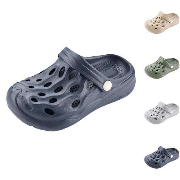 GPOECD Kids Clogs Lightweight On Sandals with Ventilated Upper and Cartoon Design for Comfortable Outdoor Beach Footwear for Little Boys Slippers 9-16Y Blue,13-14.5 Years
