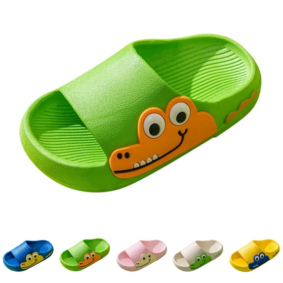 GPOECD Kids Slippers Kids Summer Beach Outdoor Breathable Soft Thick Bottom Slides Cartoon Cute Garden Shoes Boys Summer Shoes 2-10Y Green,2.5-3 Years