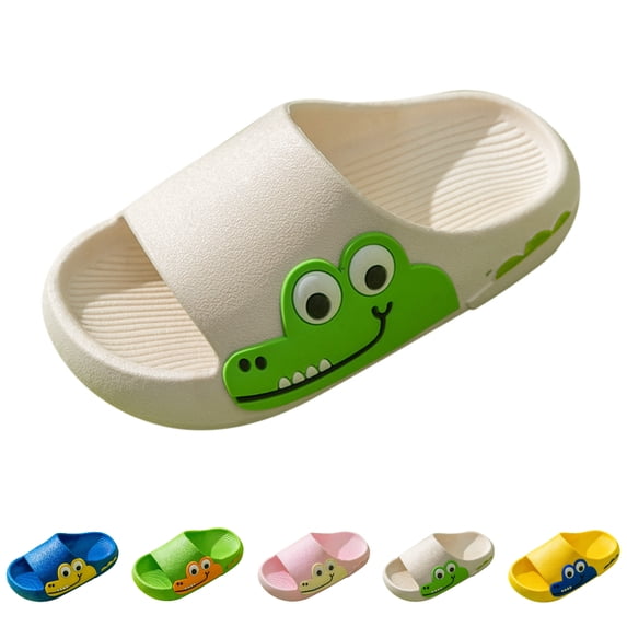 GPOECD Kids Slippers Kids Summer Beach Outdoor Breathable Soft Thick Bottom Slides Cartoon Cute Garden Shoes Boys Summer Shoes 2-10Y White,3.5-4 Years