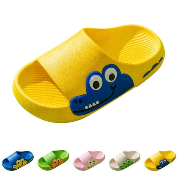 GPOECD Kids Slippers Kids Summer Beach Outdoor Breathable Soft Thick Bottom Slides Cartoon Cute Garden Shoes Boys Summer Shoes 2-10Y Yellow,2.5-3 Years