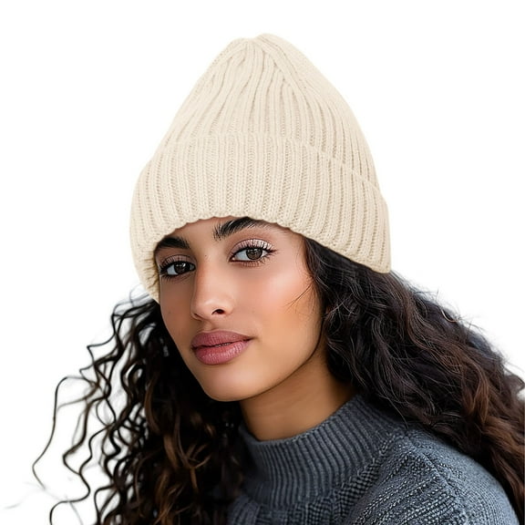 GPOECD Knitted Winter Hats for Women Warm Ear Cap for Cold Weather ZZ01_Beige，M