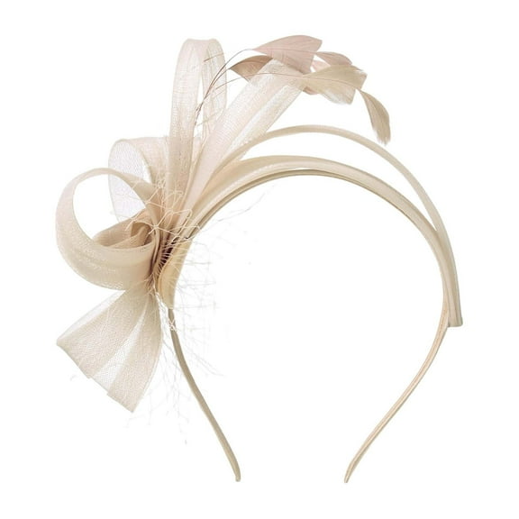 GPOECD Knot Headband for Women Elegant Feather Hair Accessory Versatile Bridal Workout Commute Stylish Hairband Z7213-Khaki,One Size