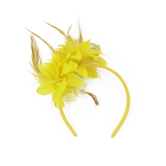 GPOECD Ladies Carnival Feather Headband Elegant Flower Hair Accessory for European Parties Bridal Events and Festive Occasions Z7212-Yellow,One Size