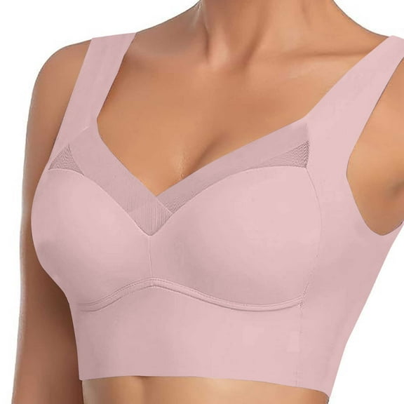GPOECD Light Support Sports Bra Plus Size Wireless Wide Straps for Yoga Activities Z8221-Pink,XXXXXXXL
