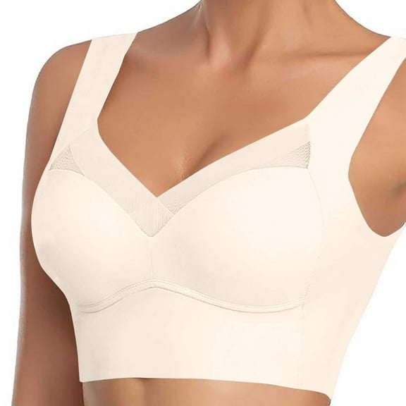 GPOECD Light Support Sports Bra Plus Size Wireless Wide Straps for Yoga Activities Z8221-White,XXXXXXXL