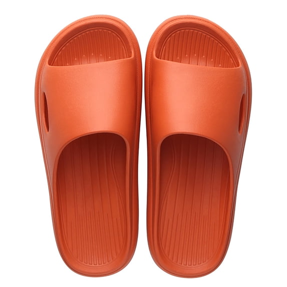 GPOECD Men Slippers Men and Women Bathroom Home Summer Beach Solid Color Flat Bottom Sandals Mens Casual Shoes Orange,9.5