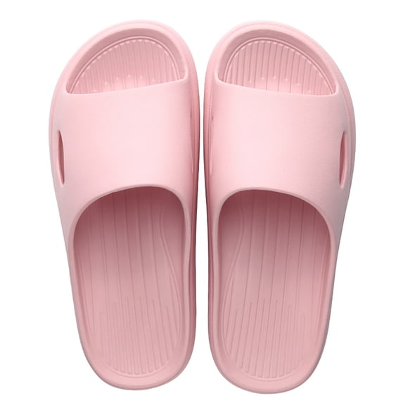 GPOECD Men Slippers Men and Women Bathroom Home Summer Beach Solid Color Flat Bottom Sandals Mens Casual Shoes Pink,4.5