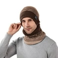 thumbnail image 1 of GPOECD Men's Gradient Knitted Winter Scarf and Winter Hat Warm Neck Cover Outdoor Two Piece Set Z03_Brown,One Size, 1 of 3