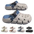 thumbnail image 1 of GPOECD Men's Hole Shoes Summer Half Toe Breathable Baotou Slides Outdoor Wear Beach Sandals Mens Slippers for Casual Walking 06-Blue,8.5, 1 of 8
