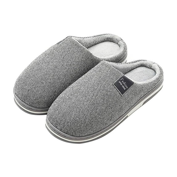 GPOECD Men's Soft-Soled Slippers Warm Indoor Home Shoes Comfortable Lightweight Non- Footwear for Relaxation Grey,11