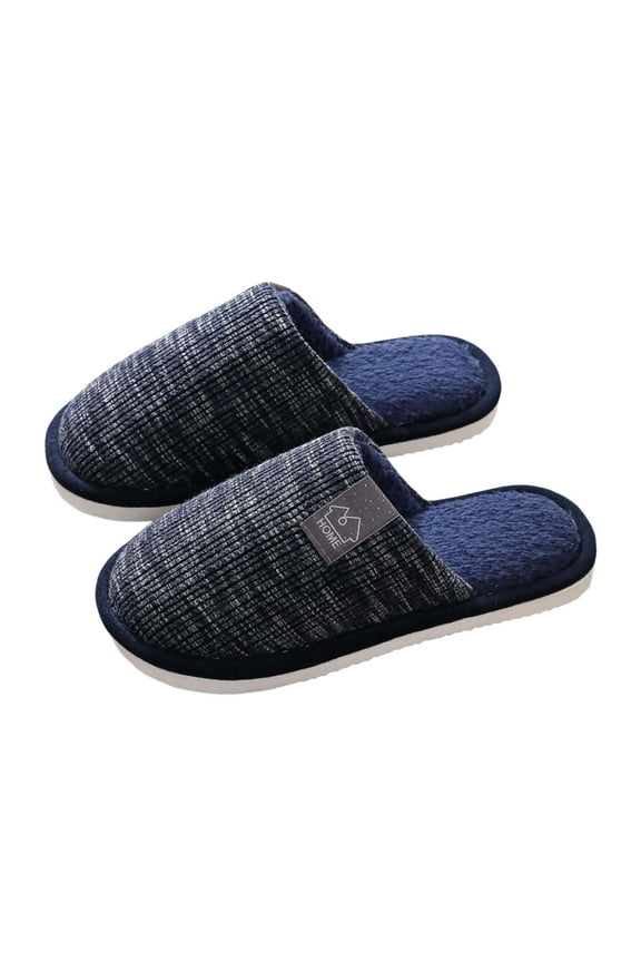 GPOECD Men's Warm Comfortable Slippers Soft Indoor Outdoor Slide Shoes For Home Relaxation Winter Fall Casual Footwear With Memory Foam Blue,10.5