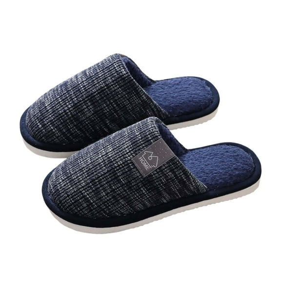 GPOECD Men's Warm Comfortable Slippers Soft Indoor Outdoor Slide Shoes For Home Relaxation Winter Fall Casual Footwear With Memory Foam Blue,8.5