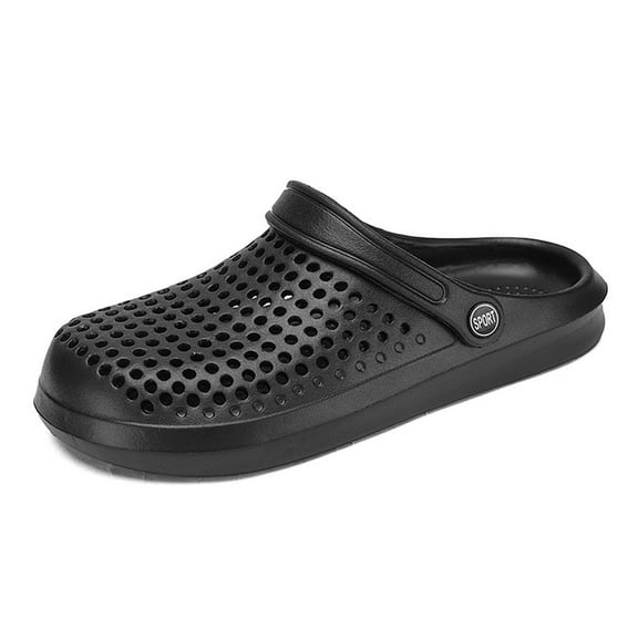 GPOECD Mens Outdoor Indoor with Closed Toe Comfortable Garden Shoes Fashion Slides with Thick Sole Z8291-Black,10.5