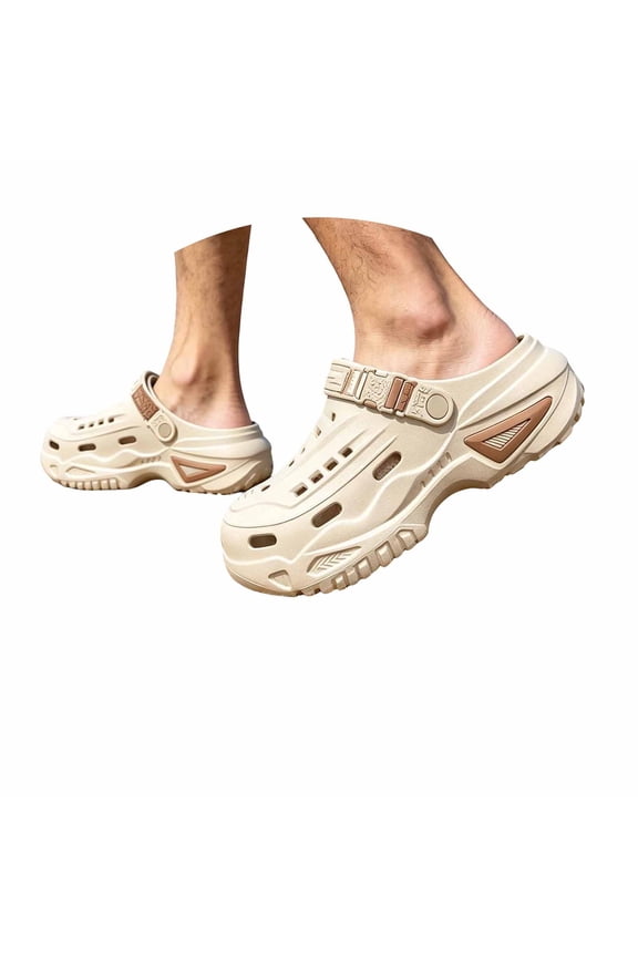 Mens Slippers Breathable Closed Toe Summer Slippers, Outdoor Driving Shoes for Sports Casual Shoes for Men 03_Khaki,8