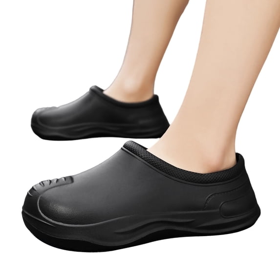 GPOECD Mens Slippers Oversized Couple'S Style Chef Shoes Slippers Fashionable Rain Boots for Outdoor Wear Mens Sandals Black,7