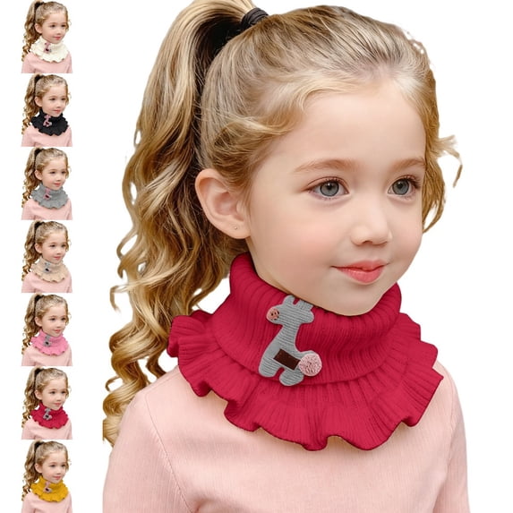 GPOECD Neck Warmer Warm Knitted Scarf with Lace for Kids Winter Cold Weather Protective Neck Gaiter Boys Girls Outdoor