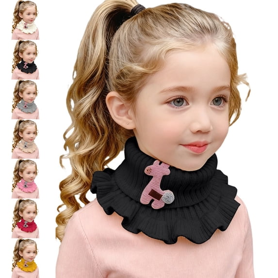 GPOECD Neck Warmer Warm Knitted Scarf with Lace for Kids Winter Cold Weather Protective Neck Gaiter Boys Girls Outdoor