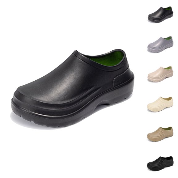 GPOECD Non Chef Shoes for Men Kitchen Work Clogs Comfortable Footwear Durable Lightweight Design 02_Black,9.5