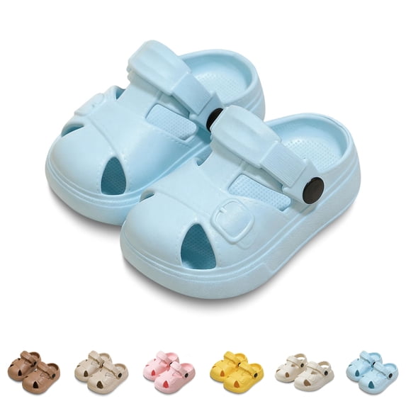 GPOECD Platform Clogs Kids Unisex Water Play Sandals with Breathable Holes for Beach Pool Outdoor Activities Girls Slippers 4-12Y 01_Blue,3-4 Years