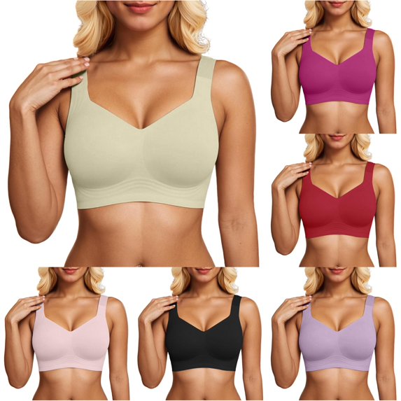 GPOECD Plus Size Bras Seamless Wirefree Comfort Full Coverage Everyday Bra with Smooth Straps Breathable Bras for Women Underwire,Light Green,S
