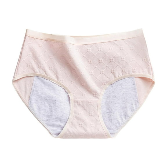 GPOECD Plus Size Women Mid Waist Underwear Solid Color Panties Full Coverage No Roll Down Comfort Underwear Z7141-Pink,XL