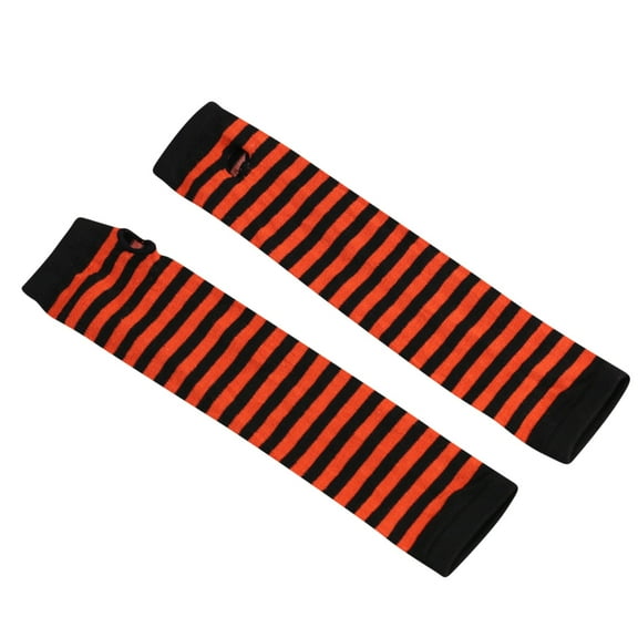 GPOECD Punk Gothic Rock Long Arm Warmer Fingerless Gloves for Women Stylish Knitted Wrist Warmers for Cold Weather Z1029A-Black,One Size