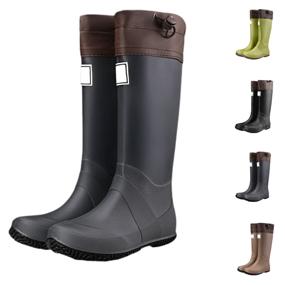 GPOECD Rain Boots for Women and Men Outdoor Camping Mid-High Low Heel Comfy All-Season Sole Portable Japanese Style Versatile Rain Shoes Dark Gray,Adult_6.5