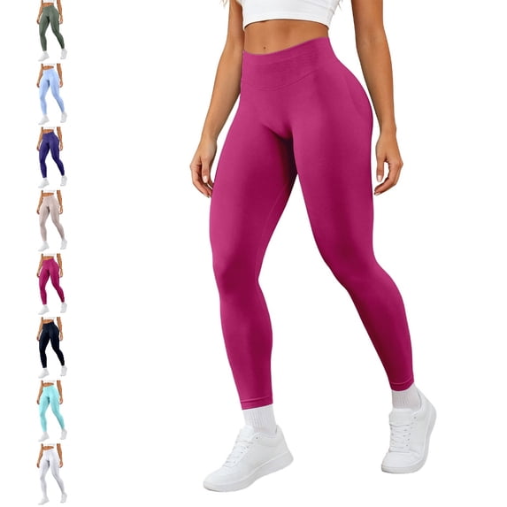 GPOECD Seamless Leggings for Women Butt Lifting Workout Low Rise Control Athletic Activewear Stretchy Yoga Pants for Women,03_Hot Pink,M