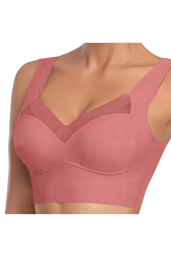 Seamless Wireless Bra Plus Size Full Coverage Under T-shirt Wide Band Comfort Z8221-Brick Red,L