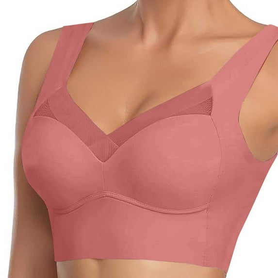 GPOECD Seamless Wireless Bra Plus Size Full Coverage Under T-shirt Wide Band Comfort Z8221-Brick Red,L