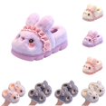 thumbnail image 1 of GPOECD Slippers for Girls Rabbit Cartoon Shape Winter Warm Soft Non Indoor Footwear for Little Kids Cute Slippers Winter Home, 1 of 3