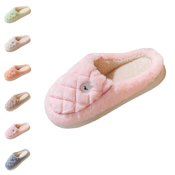 GPOECD Slippers for Women Winter Cozy Indoor Outdoor Comfort Lined Warm Home Footwear Soft Sole House Slippers