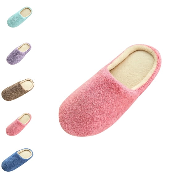 GPOECD Slippers for Women Winter Soft Footwear Non- Home Floor Warm Comfortable Indoor Shoes House Slippers