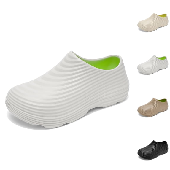GPOECD Soft Sole Chef Shoes for Men Kitchen Slippers for Indoor Restaurant and Culinary Use 04_White,9