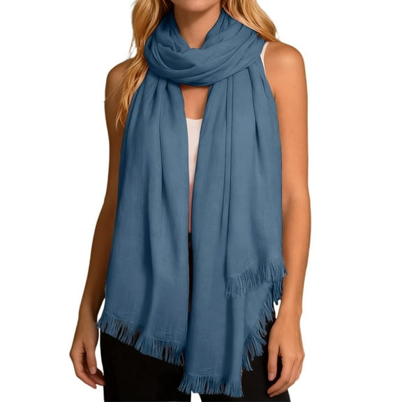 GPOECD Solid Color Long Scarf for Soft Breathable Versatile Fashion Wrap Shawl Elegant Daily Wear Neck Scarf for Women with Lightweight Z11-Sky Blue,One Size